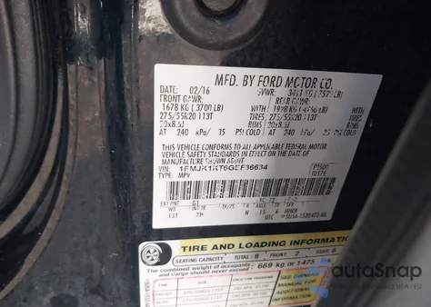 2016 Ford Expedition El Limited из США, поврежденный, VIN 1FMJK1KT6GEF36634